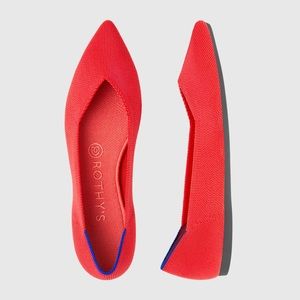 Rothys Point Toe Flat in Flame. Like new!